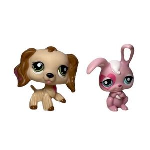 Littlest Pet Shop LPS Cocker Spaniel Dog #1963 And Heart Bunny #1966 Nintendo DS